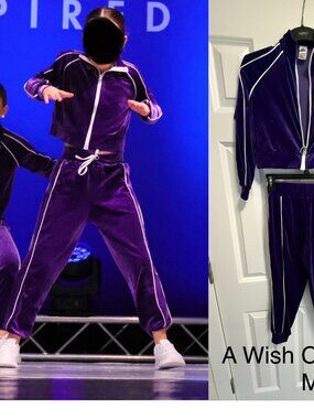 A Wish Come True Purple MC Hip Hop track suit dance costume